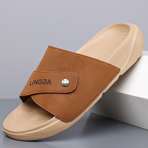 Lässige Herren-Sandalen – Obermaterial aus Kunstleder, verstellbarer Riemen, gepolstertes Fußbett, leichter Tragekomfort für den Sommer, ideal für Strand, Pool und Alltag Image