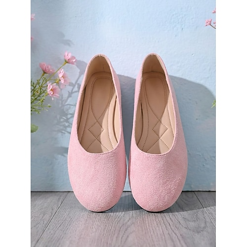 Rosafarbene Ballerinas für Damen – leichte, bequeme Slipper im minimalistischen Stil für jeden Tag, ideal für Büro, Reisen und Spaziergänge. Wochenendausflüge Image