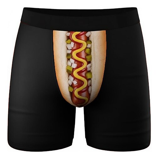 Herren Neuheit Wurst Dehnbare Boxershorts Badeshorts Boxer-Badeshorts Lustig Lässig Heim Strandurlaub Elastischer Bund Feuchtigkeitsableitend Atmungsaktive Unterwäsche Designer Bekleidung Image