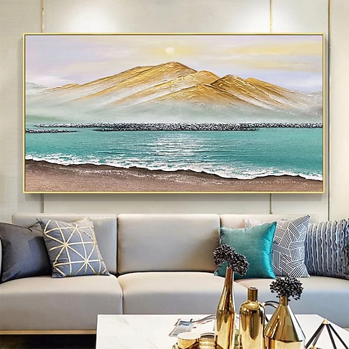 Handgefertigtes originales Jinshan-Hügel-Ölgemälde auf Leinwand, Wandlandschaft, Kunstgemälde für Heimdekoration, mit gespanntem Rahmen/ohne innere Rahmenmalerei Image