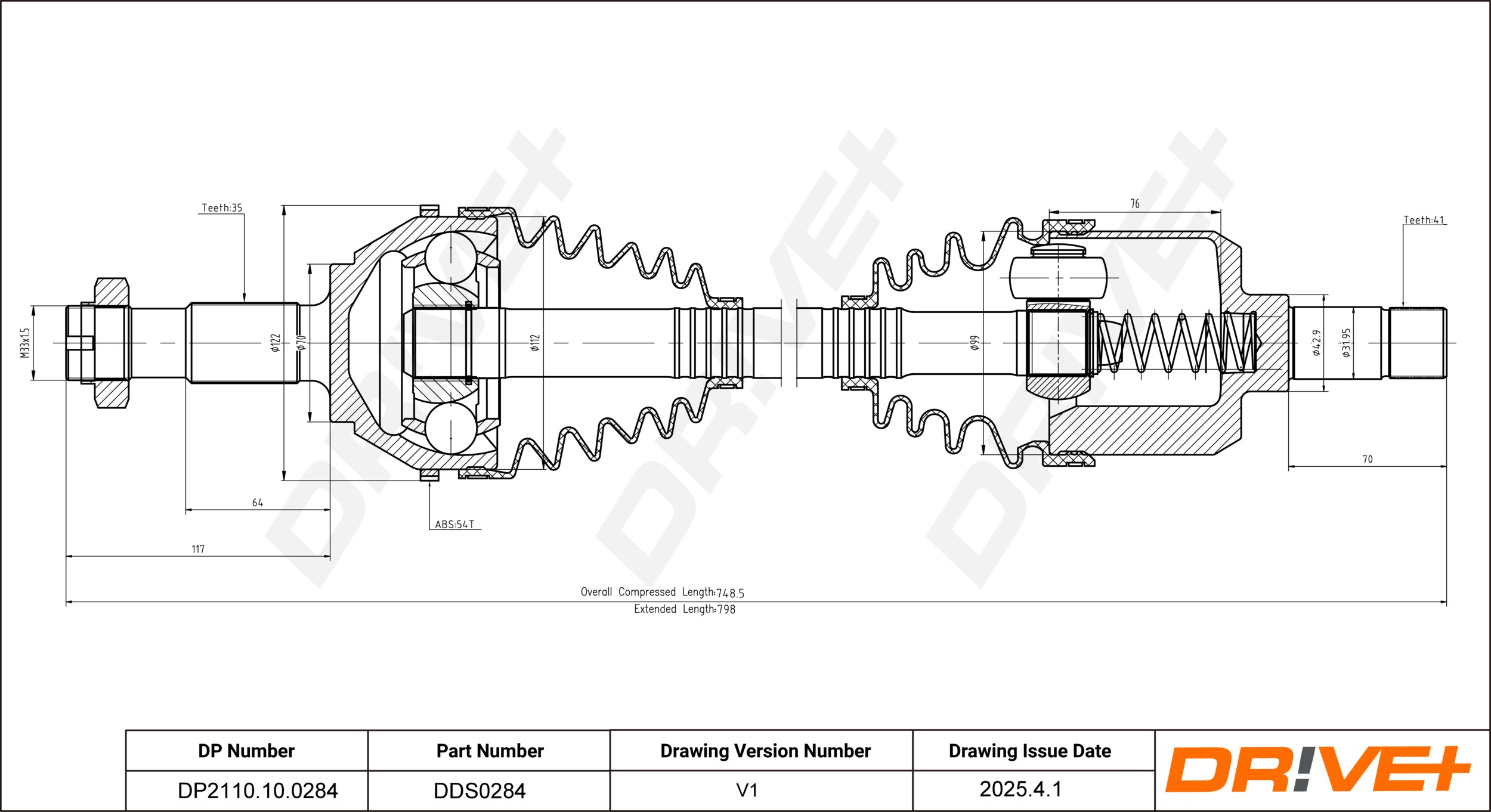 DRIVE+ Antriebswelle dp2110100284 für Fiat Peugeot Image