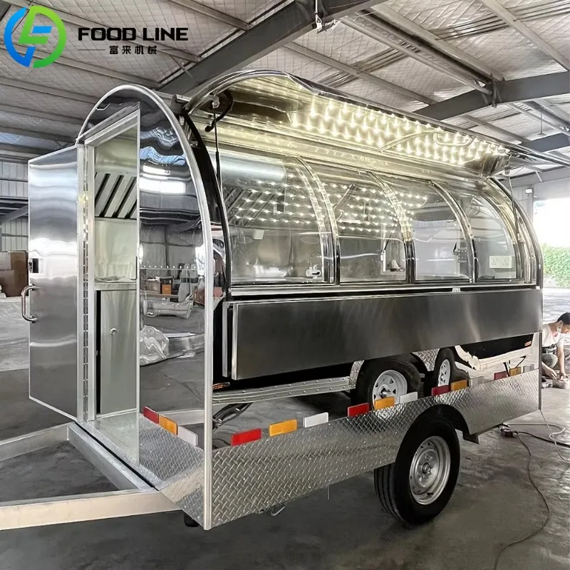FL – chariot de nourriture rond personnalisé, camion de cuisine Mobile d'extérieur, Van, remorque de nourriture, Hot Dog de rue, Mini camion de nourriture avec cuisine complète