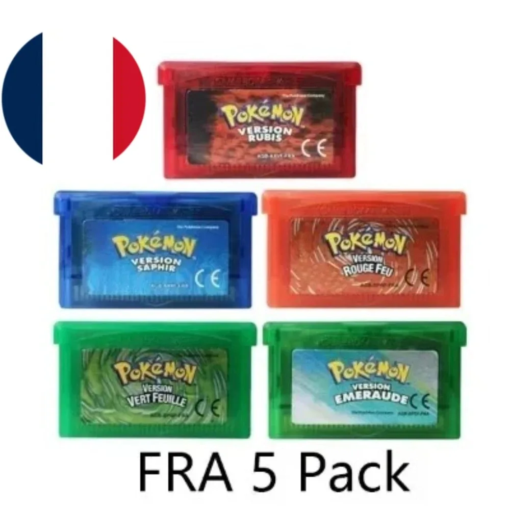 Hot French 5 GBA games Pocket Monsters series 32-bit video game card with console card Pocket Monsters multiple versions