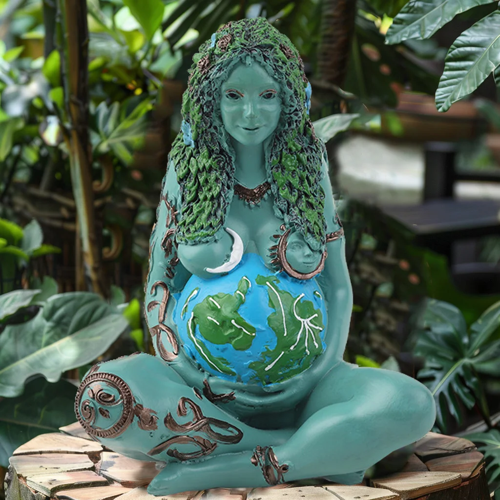 Statua della Madre Terra Millennial Gaia Figurina mitica Statua della dea Decorazione della casa Ornamento da tavolo Statua della madre Ghia in resina