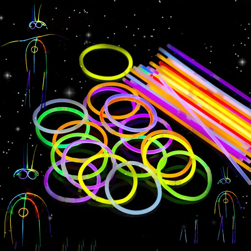 50/100 stücke Leuchtstäbe Fluoreszenz Party Glühen Halsketten Armbänder für Neon Geburtstags feier Halloween Hochzeit liefert Image