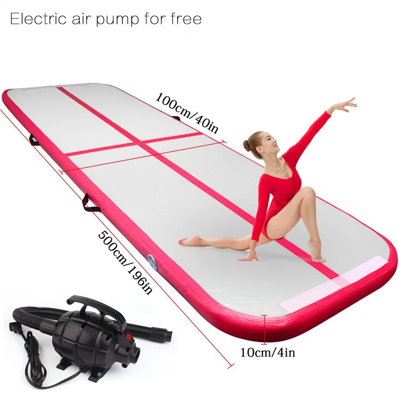 Aufblasbare Tumble Track Trampolin Air Track Aufblasbare Gymnastik Tumbling Matte 5*1*0,1 m Aufblasbare Luftmatte mit einer Pumpe Image
