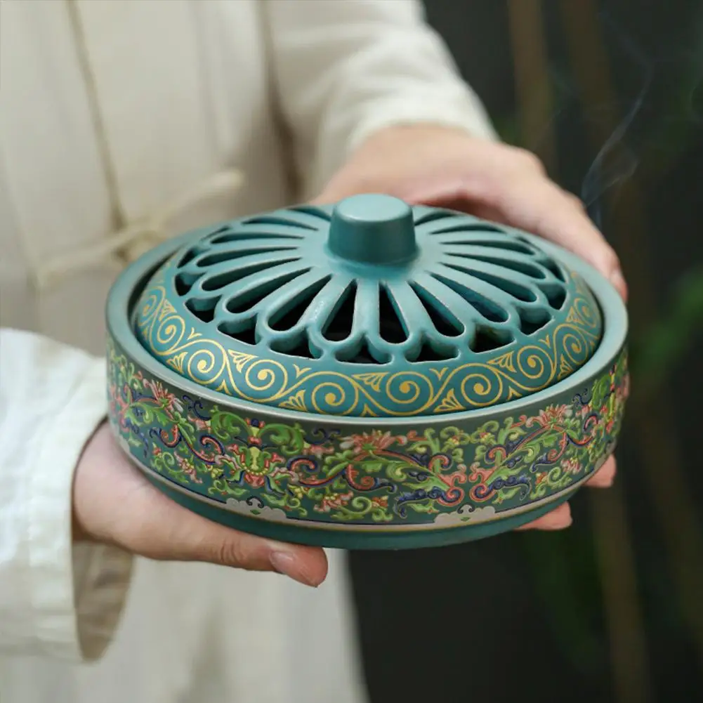 Moskito-Spulenofen aus Keramik, großer Blumen-Moskito-Spulenhalter, kreativer Aromatherapie-Sandelholzofen für zu Hause, Heimdekoration Image