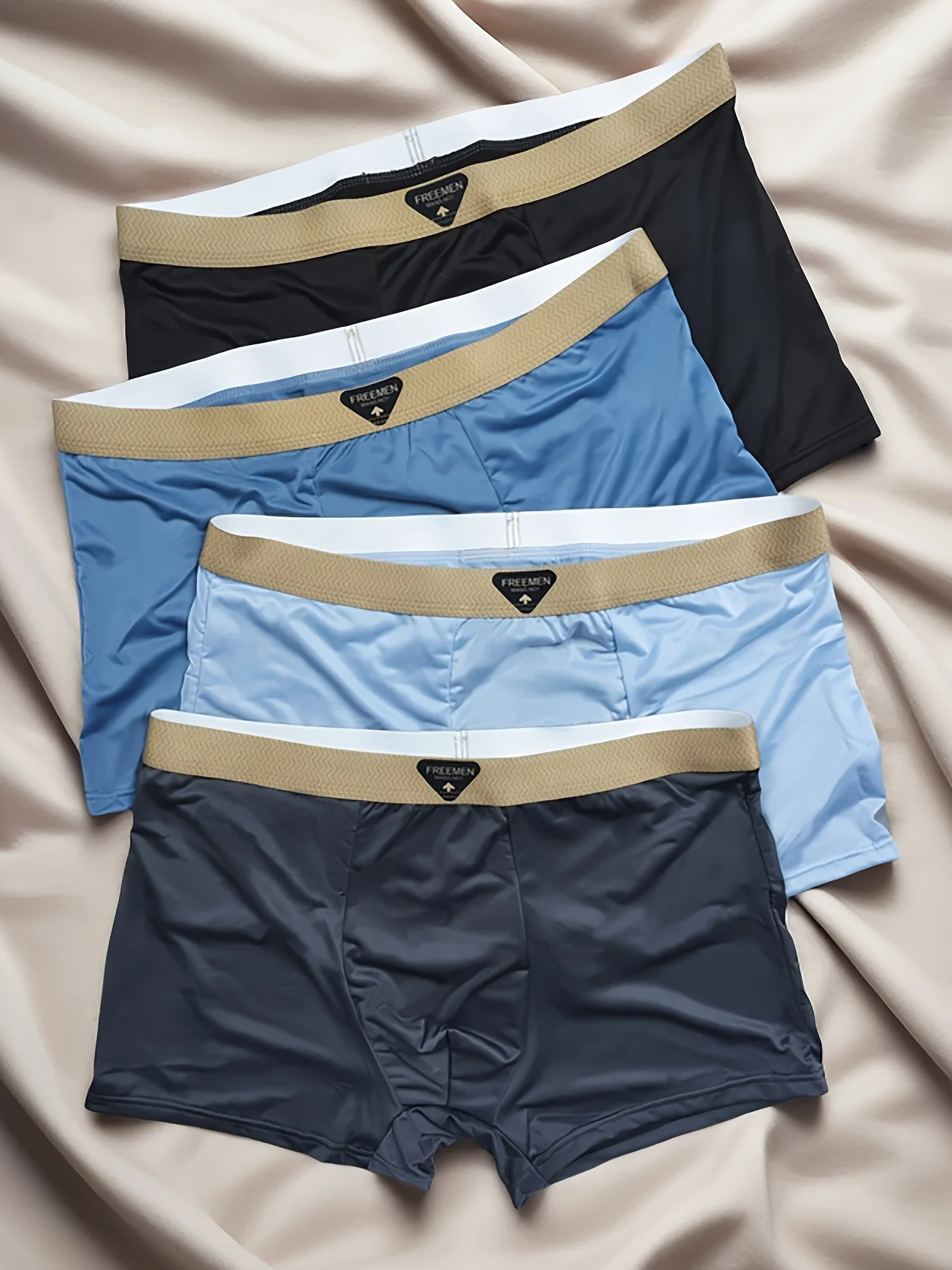 4er-Pack Herren-Boxershorts aus Eisseide – Premium-Bund, coole Farben Image