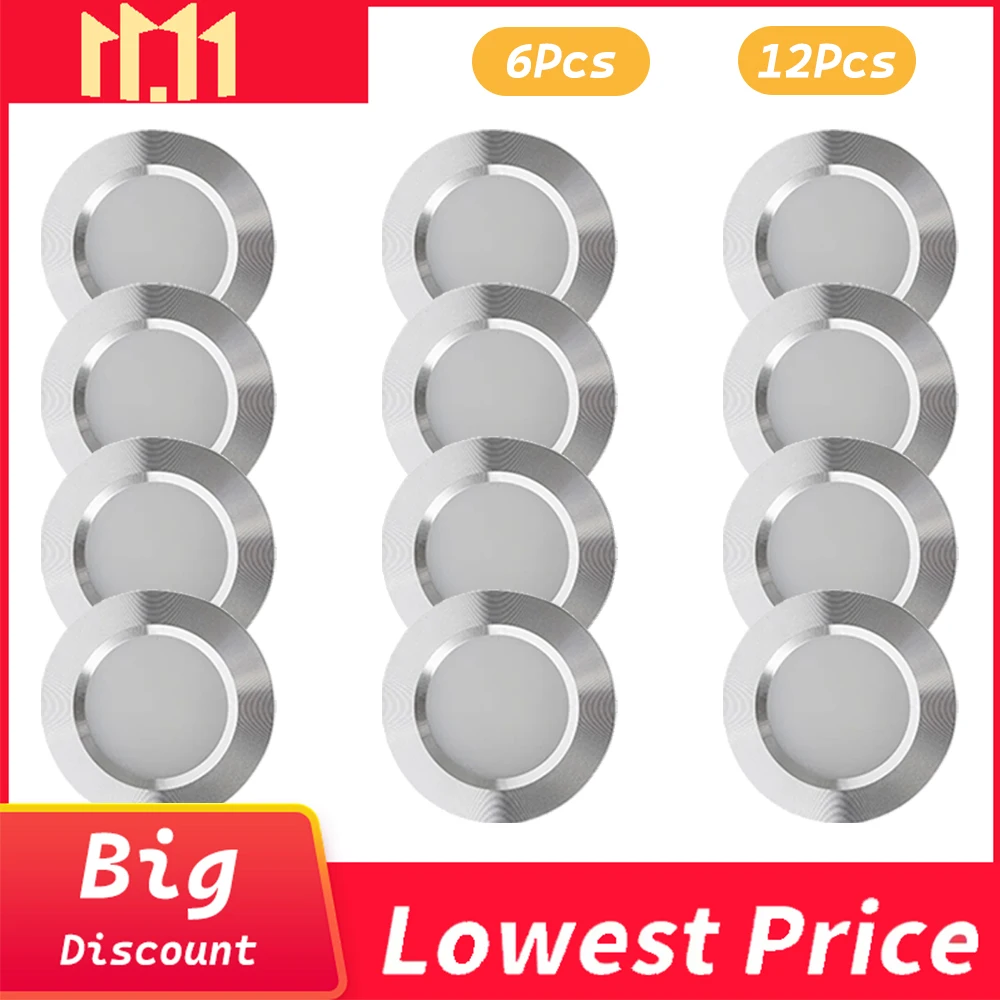 6/12PCS LED-Downlight-Einbauleuchte für die Decke, 3W DC12V, Strahler für den Innenbereich, Zuhause, Büro, kaltweiße/warmweiße/natürliche weiße Beleuchtung Image