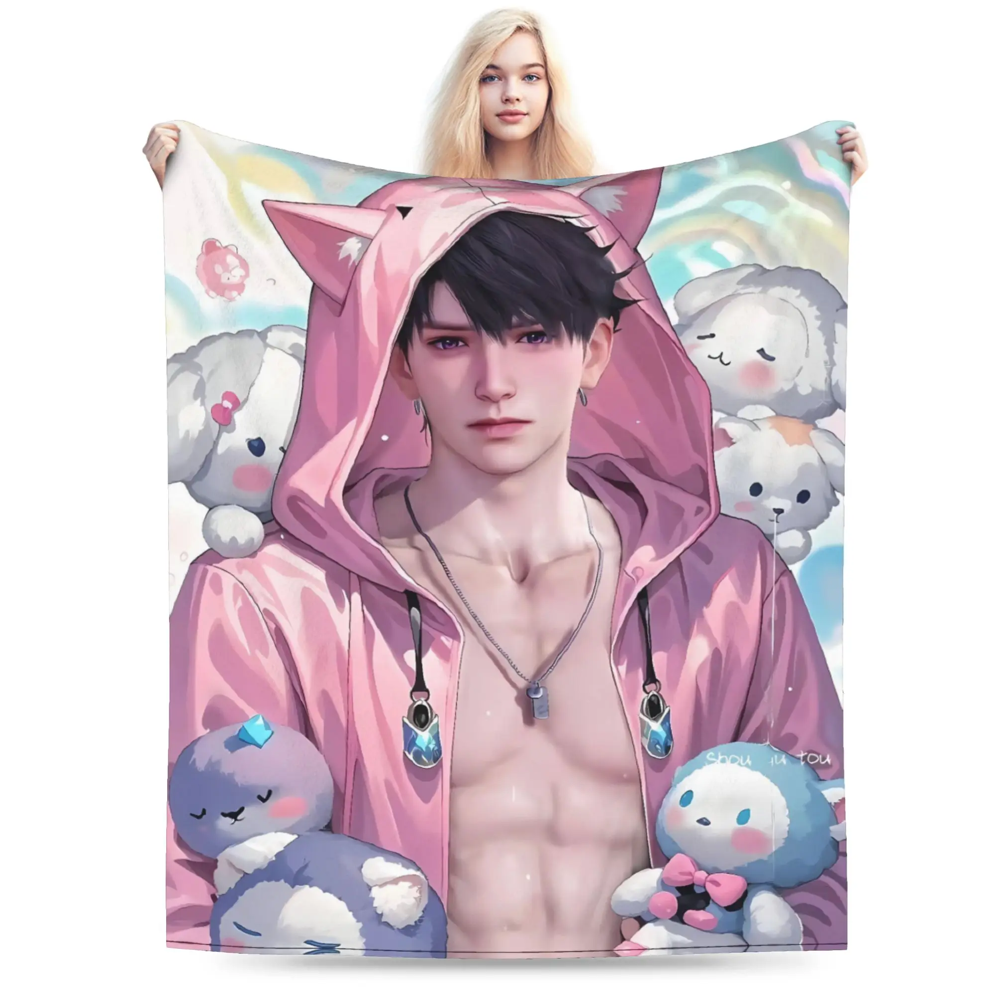 Warme weiche Decke, Picknick-Spiel, Liebe und Deepspace, Überwurfdecke, Flanell-Tagesdecke für ästhetische Sofabett-Abdeckung im Freien Image