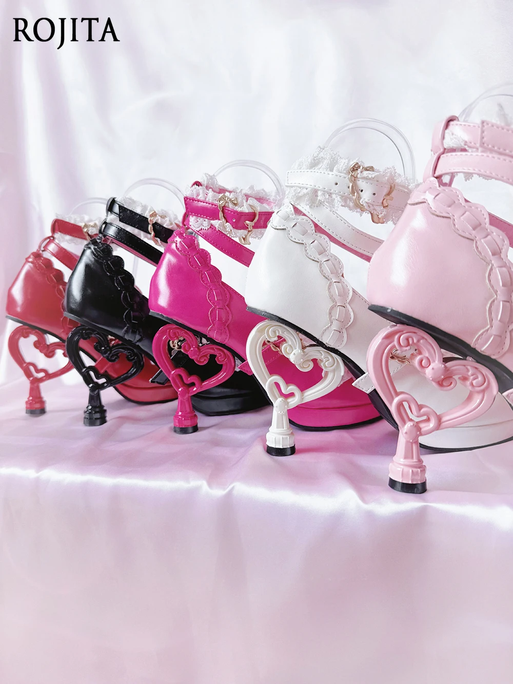 Rose Rosa High Heel Schuhe Gal Stil Unregelmäßigen Absatz frauen Schuhe 9 cm Perle Verziert Bogen Runde Kappe Lolita schuhe 2025 Neue