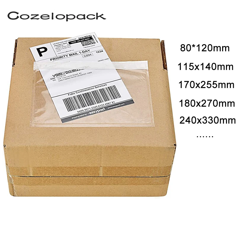 50PCS/14 größen Verpackung Liste Umschlag Klar Gesicht Rechnung Slip Geschlossen Beutel Selbstklebende Versand Rechnung Label Umschläge Image