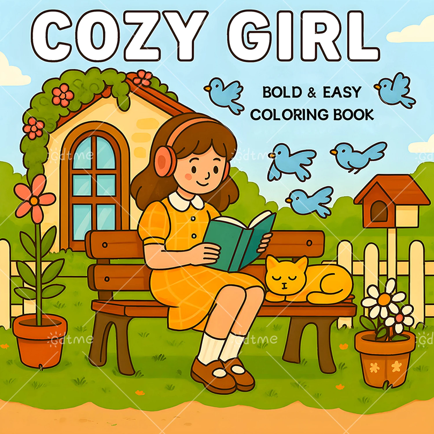 COSY GIRL Malbuch mit kräftigen, einfachen Mustern für Erwachsene, süßes Zeichenbuch, perfektes Geschenk für Party und Geburtstag Image