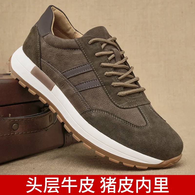 Männer Retro Leder Turnschuhe Mode Lässig Rindsleder Jogging Schuhe Im Freien Zu Fuß Bequeme Vintage Training Schuhe