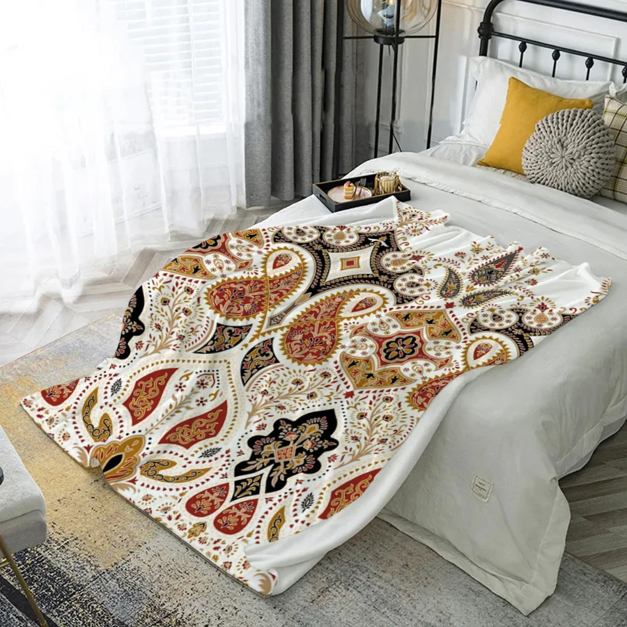 Decke mit Paisley-Muster, Mikrofaser-Flanellbezug, Decke, Schlafzimmer, Wohnzimmer, Sofa, weiche und bequeme Heimdekoration Image