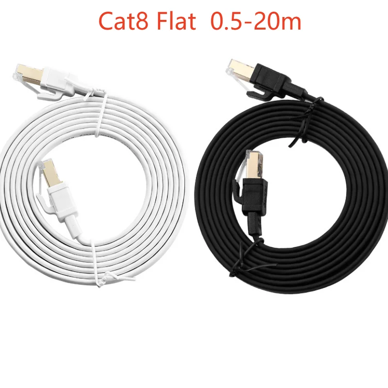 Cat 8 Ethernet Rundkabel LAN Netzwerk Cat8 Rj45 Geschwindigkeit Netzwerkkabel 40 Gbit/s Flachkabel 2000 MHz 26AWG für Router PC Ps4 TV Laptop Image