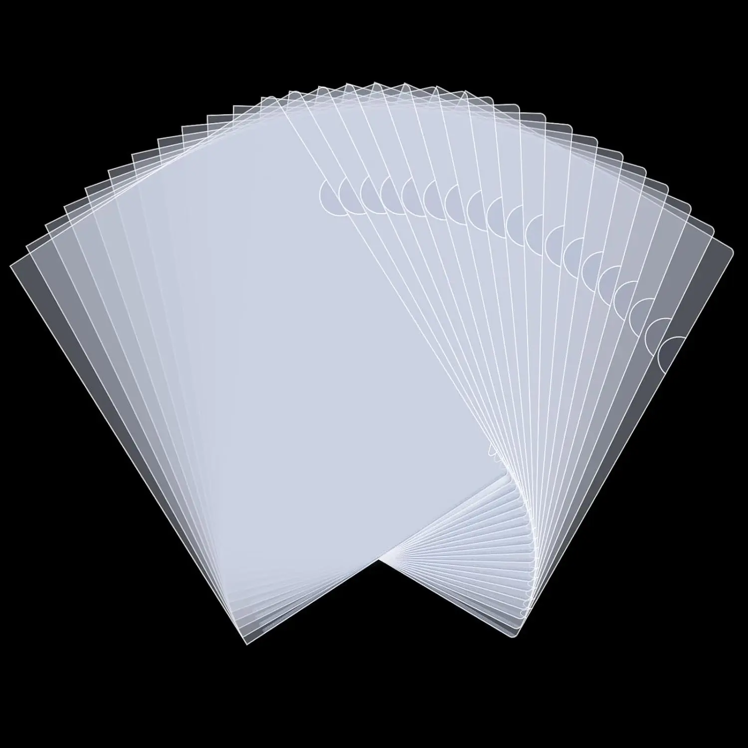 40 Stück transparente Dokumentenmappen aus Kunststoff, transparente Ordnertaschen vom Typ L für A4/Letter-Format, 20 °C (2,0 mm), dick Image