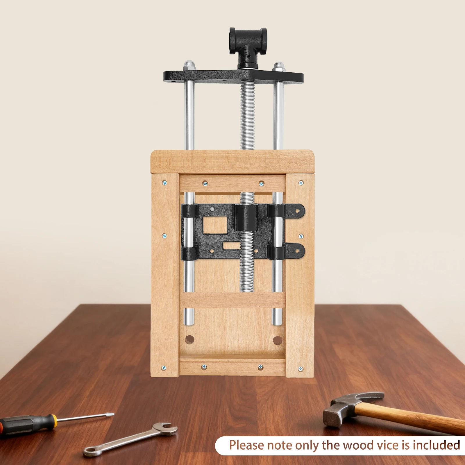 Manueller Bohrschraubstock 10 Zoll, Bohrschraubstock mit Frontzange, Holzbearbeitungs-Schraubstock, Tischklemme, Metallklemme für Holzarbeiten Image
