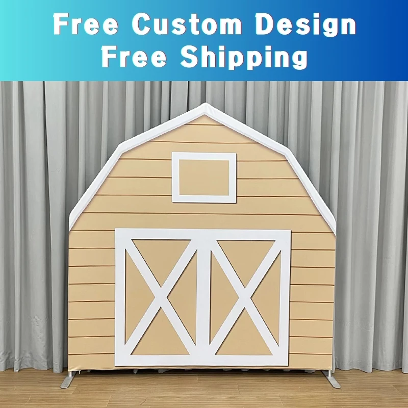 Stoffdruck Scheunenbogen Party Stand Haus Hintergrund Abdeckung für Kinder Geburtstag Babyparty Hochzeit Photo Booth Dekor Image
