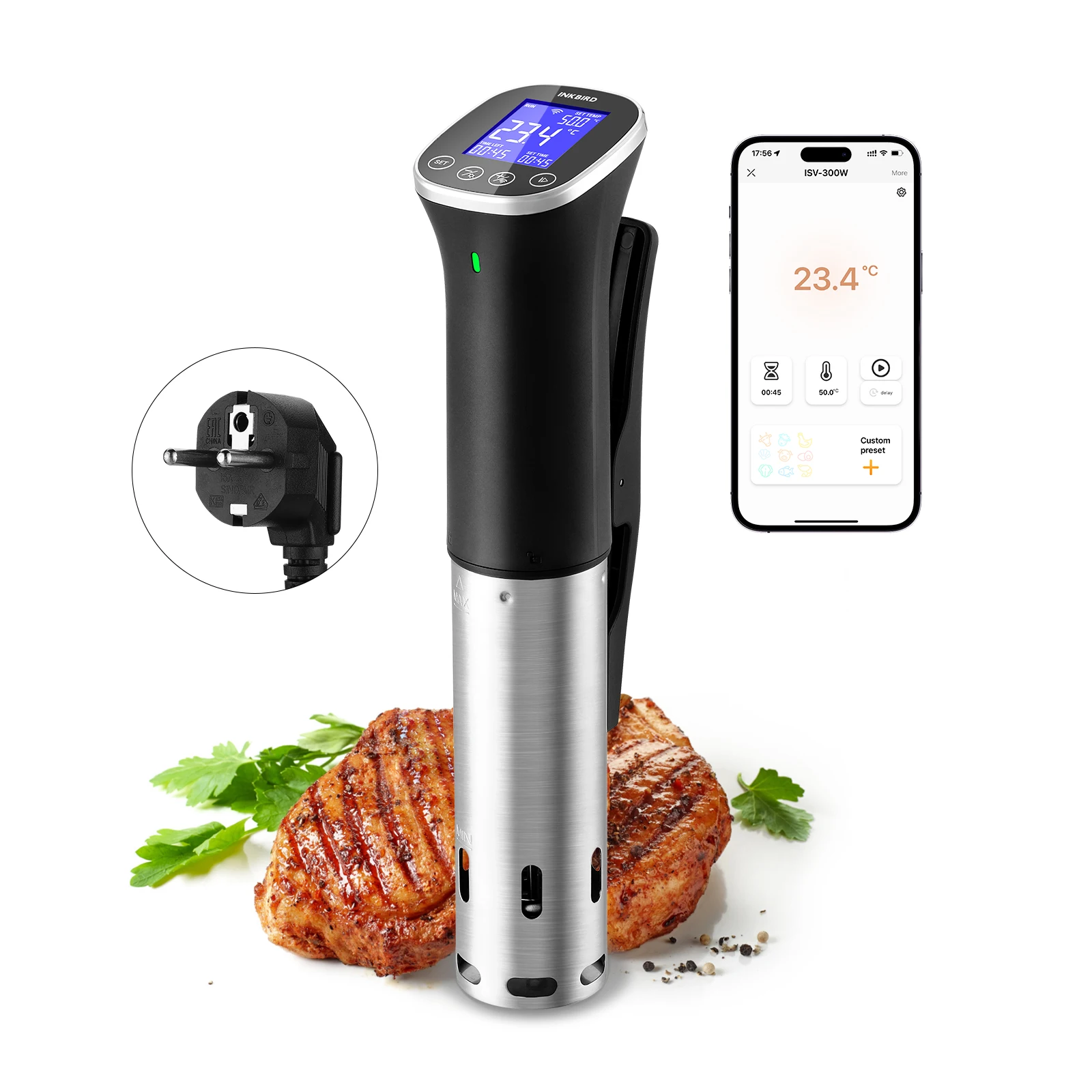Inkbird 1000w ISV-300W kulinarischer Sous Vide Wifi Präzisions kocher Leistungs starker, langlebiger Tauch zirkulator mit Edelstahl Image