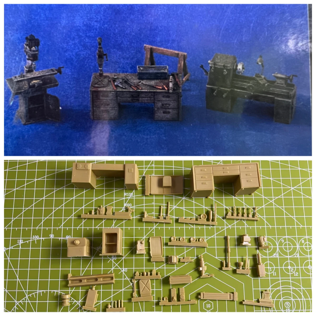 Hochwertiges 1:35 Modellbausatz aus Druckgussharz, Szenenwartungswerkzeug aus dem Zweiten Weltkrieg, Tischset, unbemalt Image