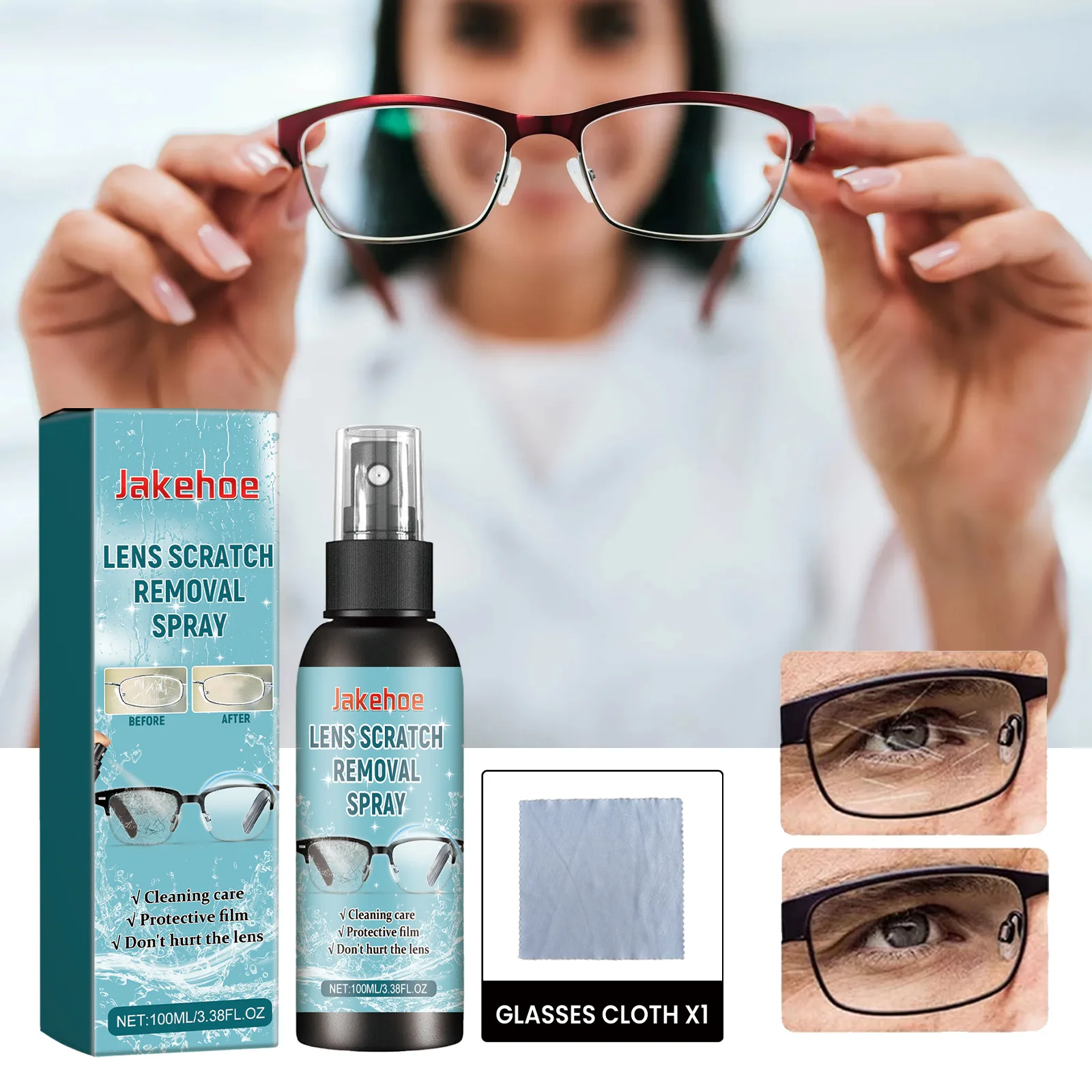 100 ml Linsenreiniger-Spray, effektiv Brillen, Kratzerentfernung, Anti-Beschlag-Reparaturflüssigkeit, Spray, Fingerabdrücke, Reiniger, Brillenzubehör Image