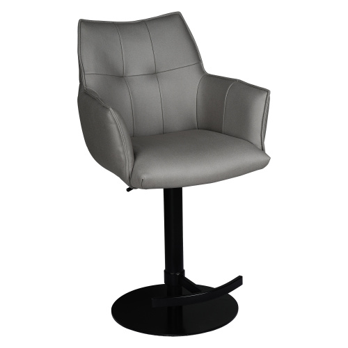 Raburg Barhocker höhenverstellbar, Stoff in Grau, Gestell in Schwarz, 120 kg belastbar, 360° drehbar, höhenverstellbar | Louming Makana Image