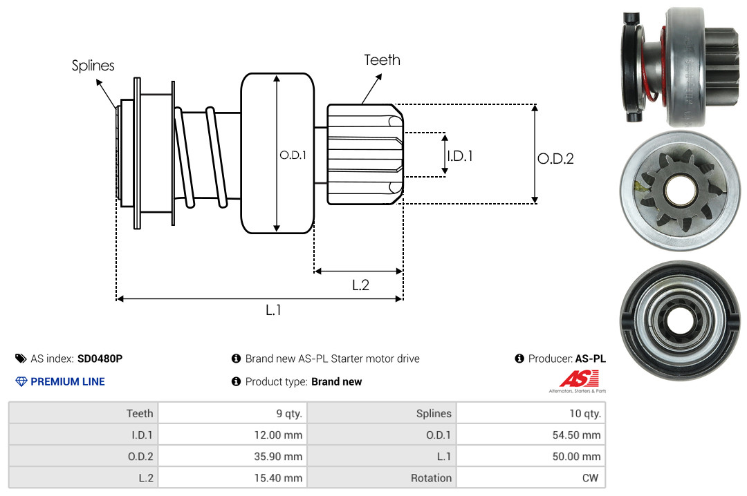 AS-PL Freilaufgetriebe, Starter SD0480P Universal Image