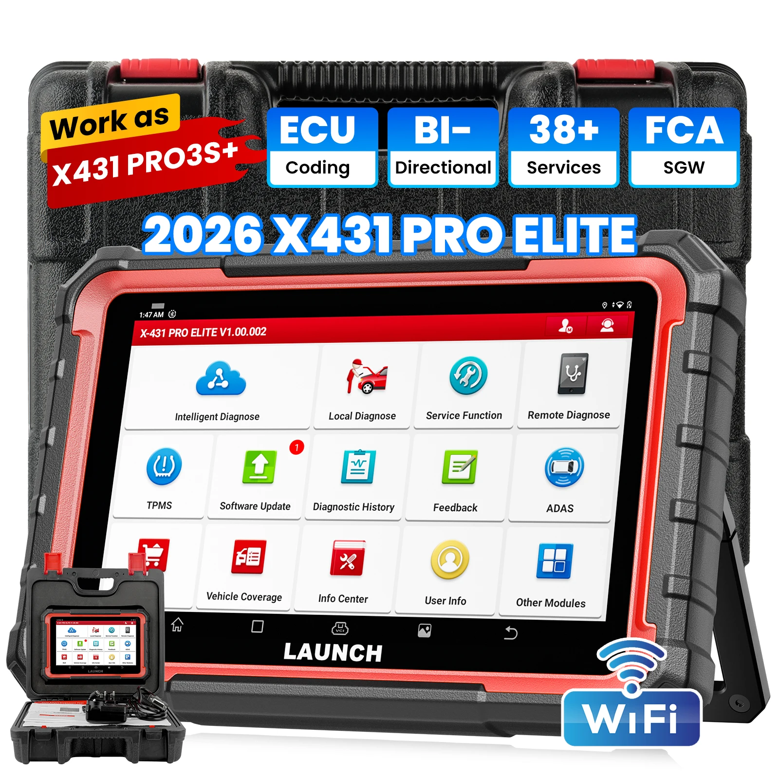 LANCIO X431 PRO ELITE 8 pollici Strumenti diagnostici per auto italiani Auto OBD OBD2 Scanner Tutti i sistemi CAN FD/DOIP Test attivo 35 Reset codifica ECU