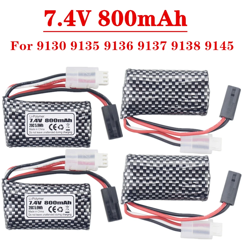 Batteria per auto RC 7.4V 800mAh Lipo per 9130 9135 9136 9137 9138 9145 Auto giocattolo RC Veicolo fuoristrada ad alta velocità Batteria 7.4V