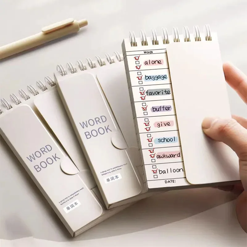 Gedächtnisbuch für Taschenvokabular, Englisch, Deutsch, Französisch, Spanisch, Sprachbuch, personalisierte Planungs- und Lernhilfe, einfach zu tragen Image