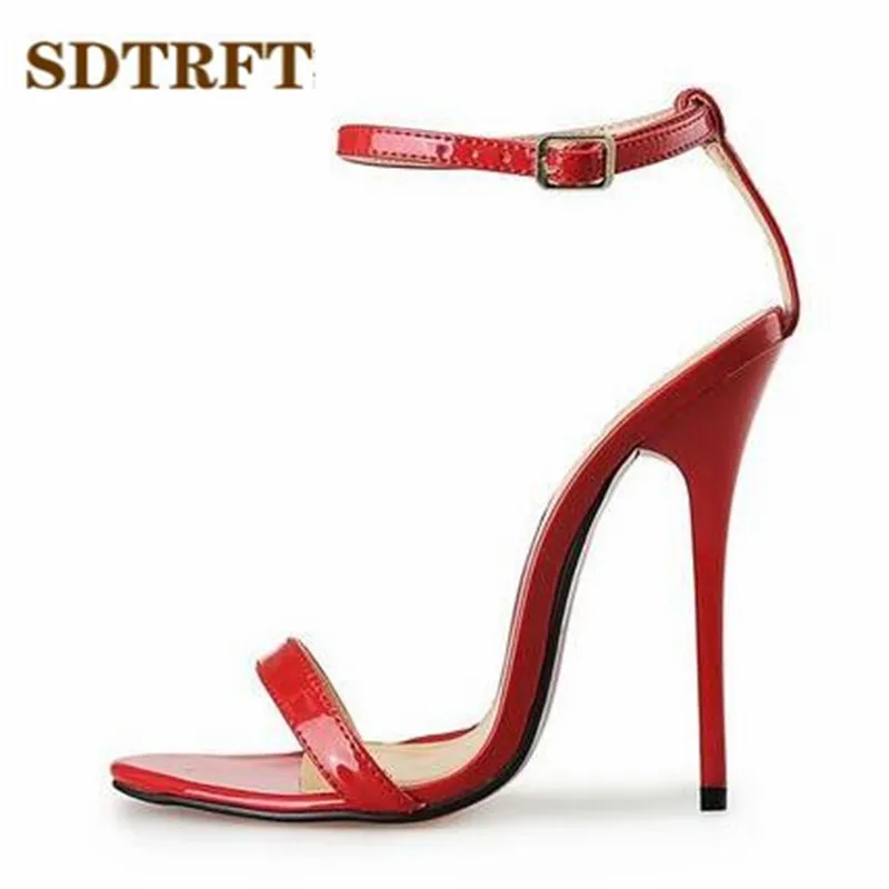 SDTRFT Plus Größe: 45 46 47 48 Frauen Party Sandalen Sommer Elegante 13 cm Dünne High Heels Mujer Kleid Schuhe peep Toe Party Rote Pumps