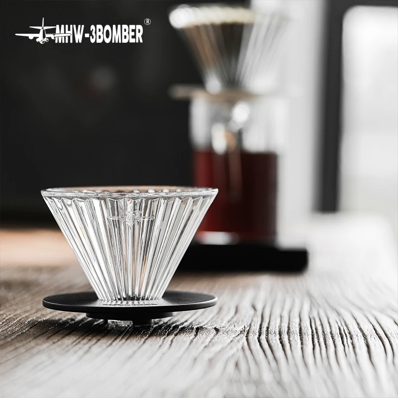 MHW-3BOMBER Kaffeetropfer aus Glas, wiederverwendbarer Kegel zum Übergießen von Kaffee, Tropfer mit Filterpapier, professionelles Zubehör für Zuhause Image