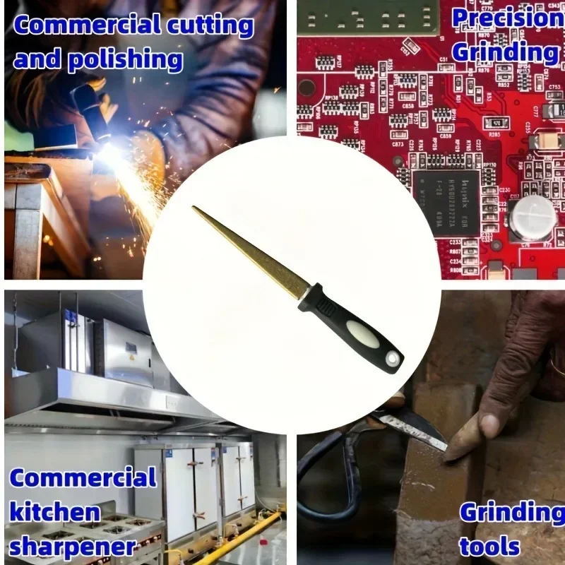 Diamant-Schleifstein mit einem Stein und zwei Vögeln, doppelseitiges flaches und gebogenes Design, leicht zu greifender Griff, Messerschärfer Image