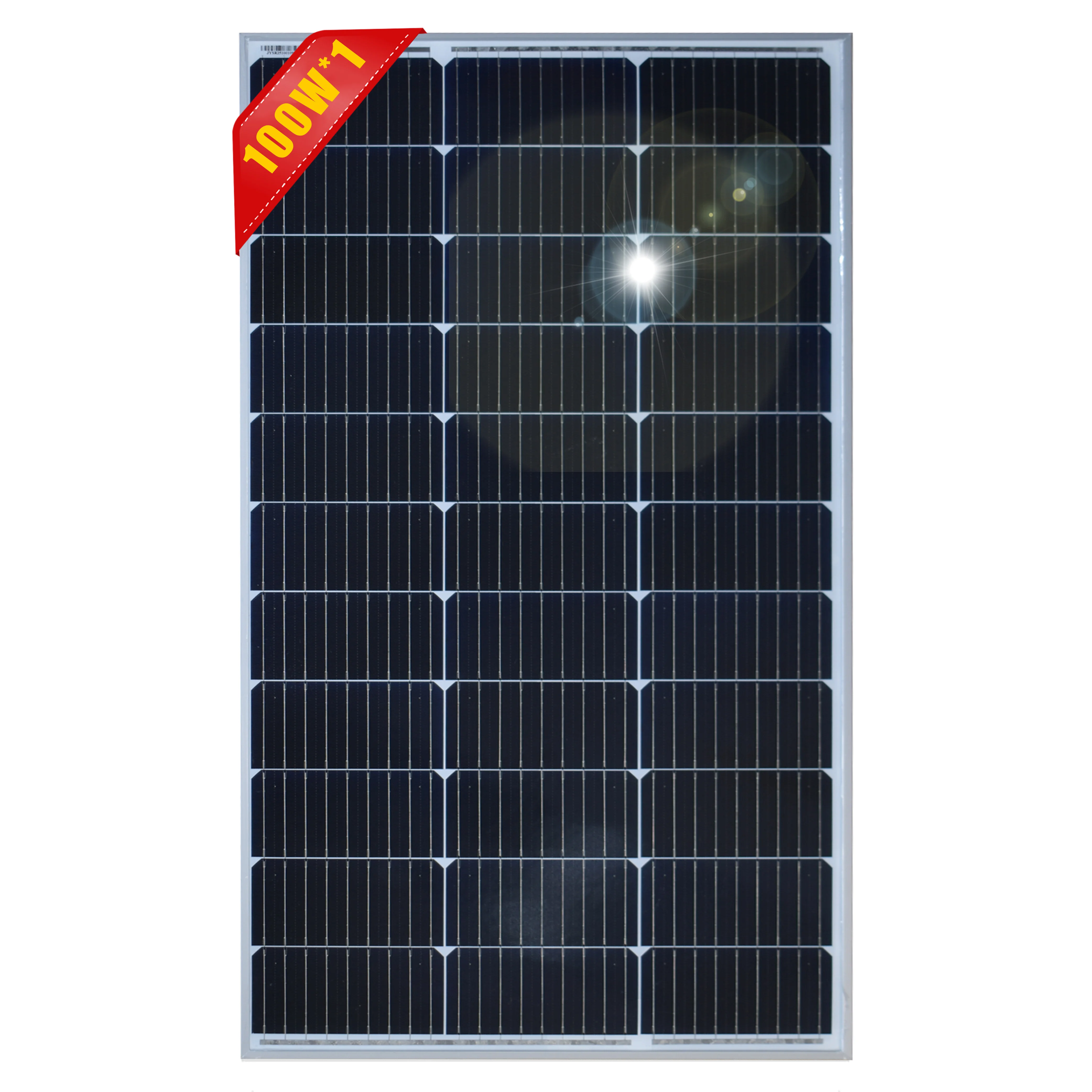 100W Solarpanel aus gehärtetem Glas, 18V Solarmodul, wasserdichte Solarmodule für 12V/24V Batterieladung, Hausdach, Camping, Boote, Auto Image