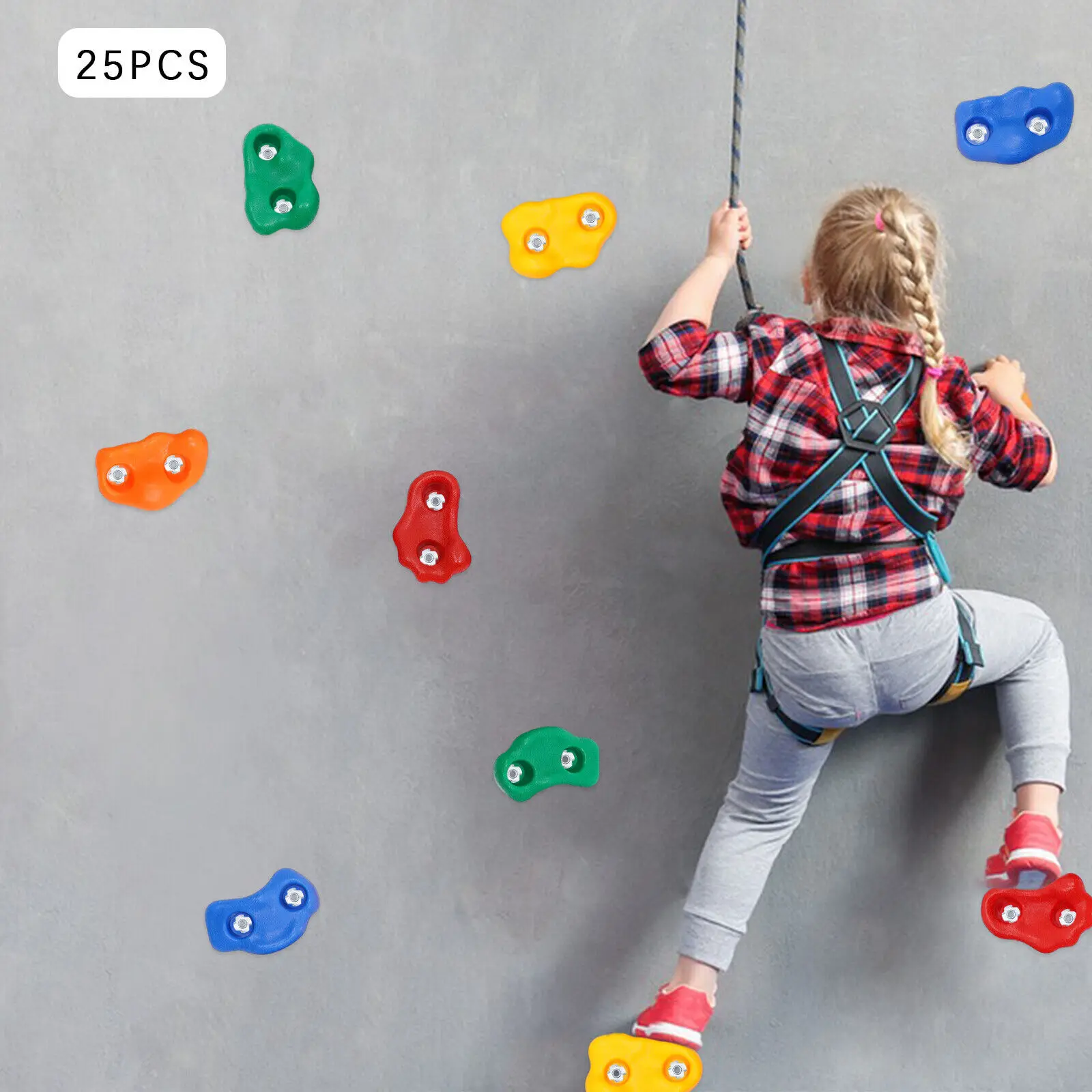 25-farbenes Kletter-Set für Kinder, langlebig, einfache Installation, steigert die Kraft und Vertrauen für Heimspielplätze Image