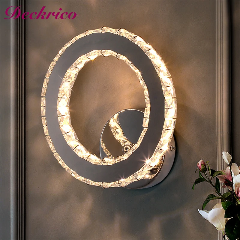 Kristall LED Wand Leuchtet Moderne Wand Leuchte Lampe Runde Ring Wand Lichter Schlafzimmer Schlafen Leuchte Korridor Leuchten