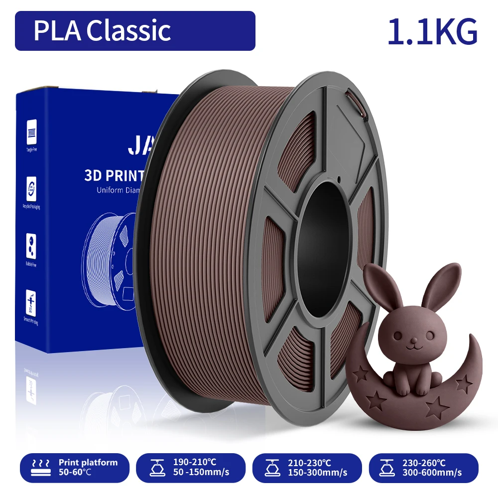 JAYO 3D PLA Classic Druckerfilament 1,75 mm (Hochgeschwindigkeits-Matt-PLA) 1,1 kg/Rolle 3D-Filament ordentlich gewickelt mit Matt-Effekt für 3D FDM Image