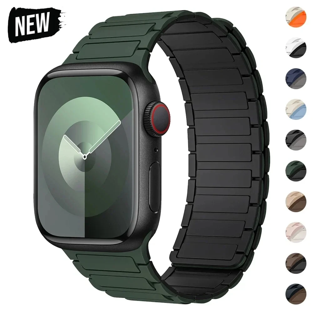 Magnets ch laufe für Apple Uhren armbänder 44mm 40mm 49mm 45mm 41mm 38mm Silikon armband iwatch Serie 9 8 7 6 5 4 3 se ultra 2 Armband Image