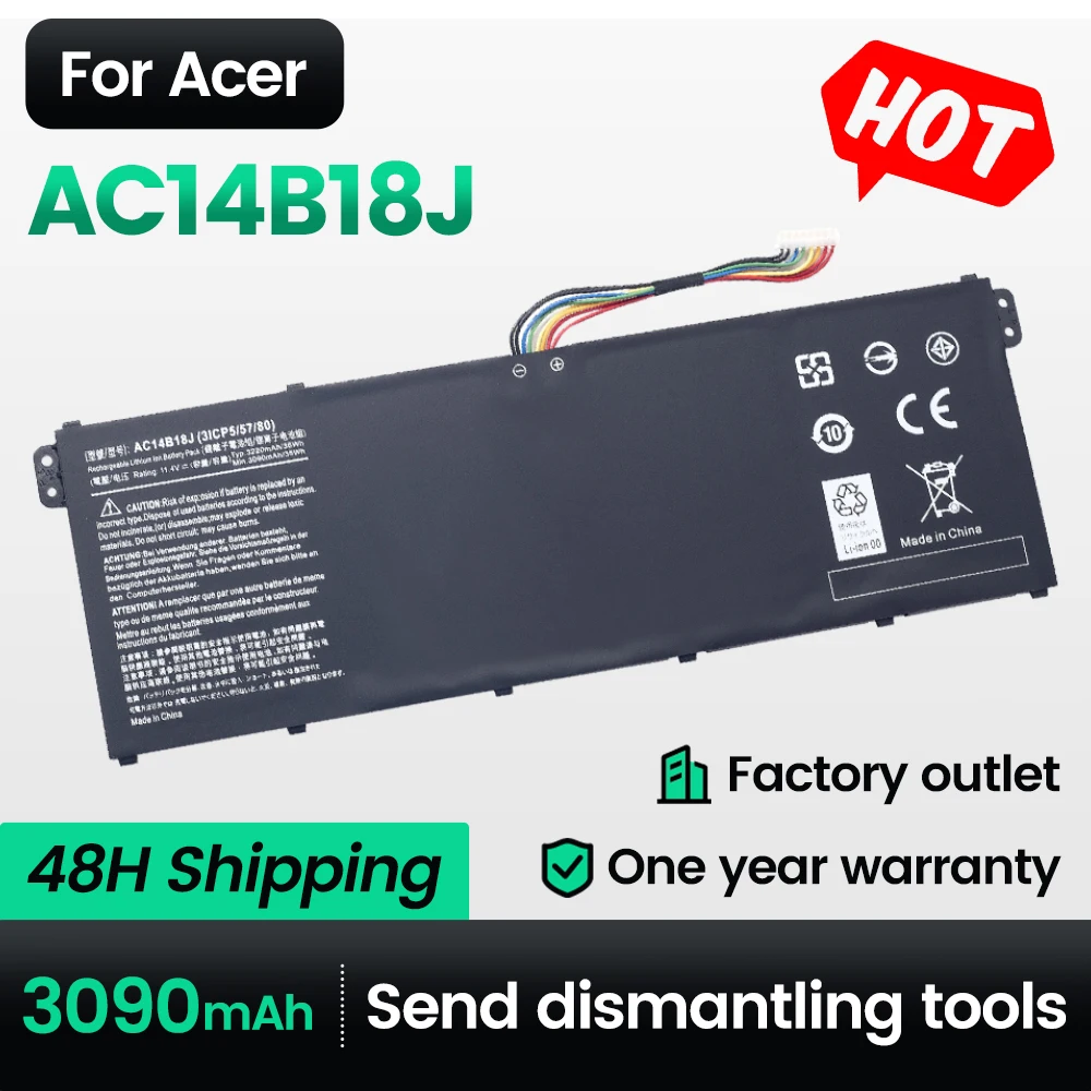 Keyuan AC14B18J Neuer Laptop-Akku AC14B18J 11,31 V 3246 mAh V5-132 V3-371-55DT Akku für ACER Aspire V3-111 111 P V5-122 122 P Image