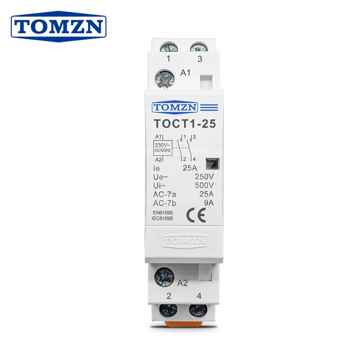 TOMZN TOCT1 Schütz Haushalts-DIN-Schienen-Schütz 16-25A 230V 50/60Hz 2P mit Austauschbaren Kontakten 2NO oder 1NO1NC oder 2NC Image