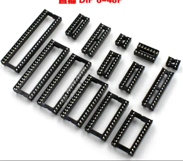 50 Stück IC-Sockel DIP SIP Chip Sockel Pin 2,54 mm Rastermaß 6/8/14/16/18/20/24/28Pin 24/28/32/40Pin breiter IC-Sockel-Adapter Löttyp Image