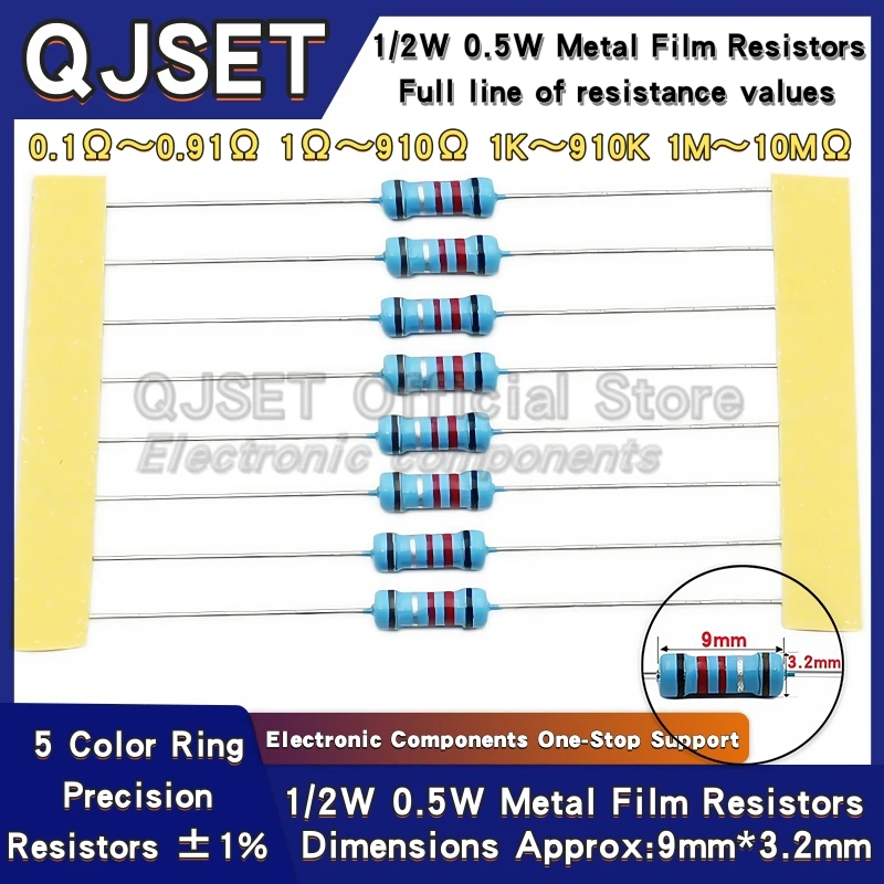 50 Stück 1/2 W Metallschichtwiderstände 1 % 0,5 W 10R 15R 47 100 200 220 470 510 Ohm 1 K 2,2 K 4,7 K 10 K 47 K 100 K 200 K 220 K 510 K 470 K 1 M Ohm Image