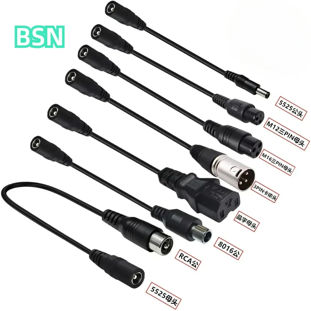 DC 5,5X2,1 Zu M12 M16 3Pin XLR RCA IEC 3P 8016 5525 Stecker Kabel Adapter für Roller elektrische Fahrrad Ladegerät Zubehör Stecker Image