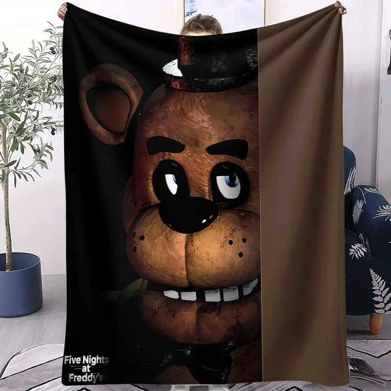 Five Nights At Freddy's Flanelldecke, weiche, warme Fleece-Decke, Cartoon-Decke, Sofa-, Bett- und Couchbezug, für Nickerchen, Camping, FNAF-Fans-Geschenk Image