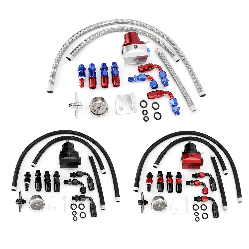 Universeller einstellbarer Kraftstoffdruckregler, Kraftstoffdruckregler, einstellbares Auto-Kraftstoffdruckregler-Set mit Messgerät, 100 PSI Image