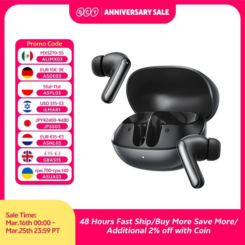 QCY Melobuds N20 BH25HT20A Kabellose Bluetooth 6.0 Kopfhörer -50dB Adaptives ANC 13mm Treiber Headsets 6 Mikrofone HD-Anrufe Ohrhörer 40 Std. Akkulaufzeit Image