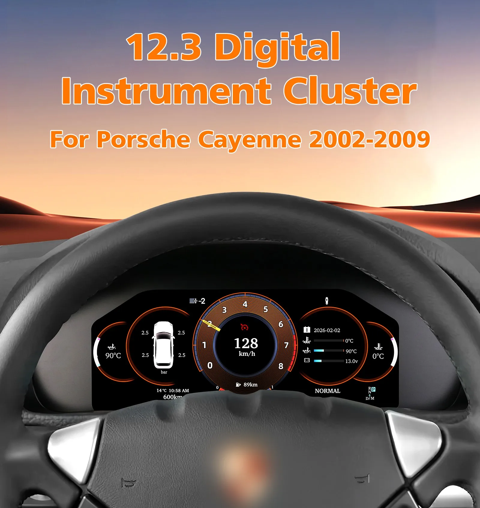 12,3-Zoll Digitales Auto-Armaturenbrett für Porsche Cayenne 2002-2009 Android Auto Carplay Instrument Virtuelles Panel Tachometer Cockpit Image