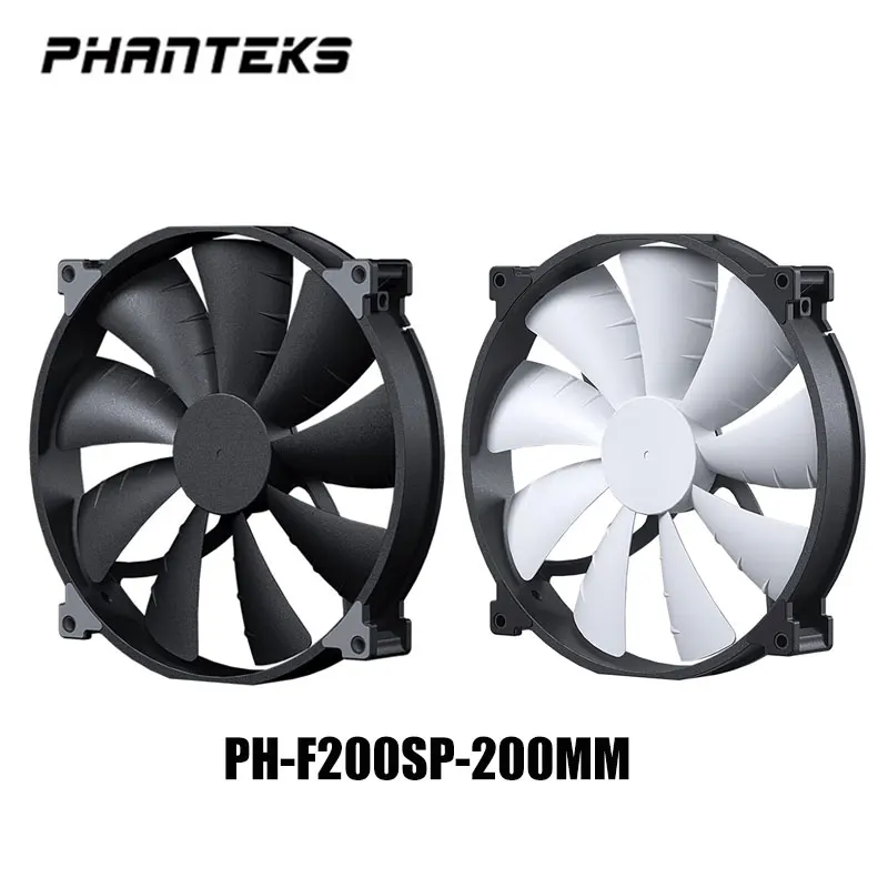 PHANTEKS F200SP Schwarzer Computergehäuselüfter mit hohem Luftvolumen, 200 mm, 4-polig, PWM, leiser Lüfter, FDB-Hydrauliklager Image
