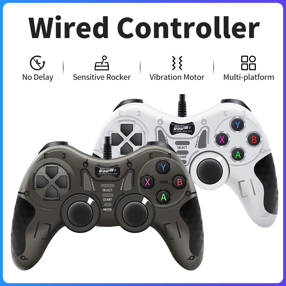 Kabelgebundener Gamecontroller mit 360° ° 3D-Joystick für PS3/PS2/PS1/Steam/Game-Konsole/TV/Laptop-Gamepad mit Vibrations- und Turbofunktion Image